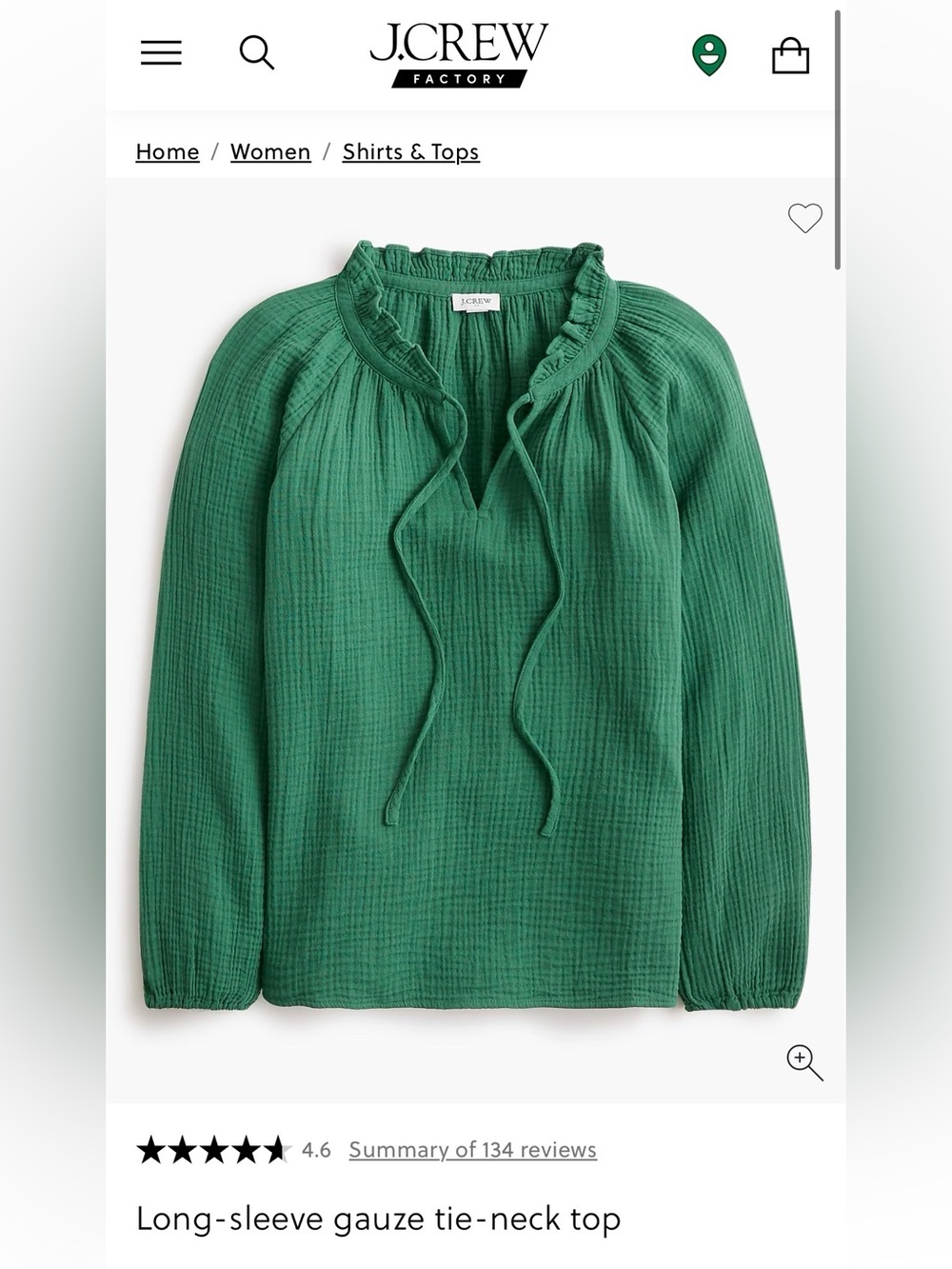 J. Crew Teal Green Long-Sleeve gauze Top XS NWT